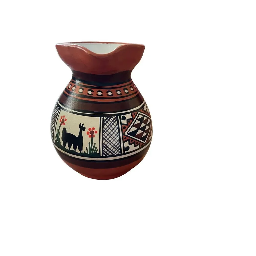 Hand Painted Peruvian‎ Terracotta Miniature Pitcher creamer server